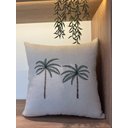 Ver imagem 5 de Almofada Linho Bordada Coqueiro Verde 45x45cm Com Enchimento