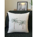 Ver imagem 2 de Almofada Linho Bordada Coqueiro Verde 45x45cm Com Enchimento