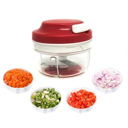 Mini Processador de Alimentos Vermelho com 3 Lâminas Inox - 4