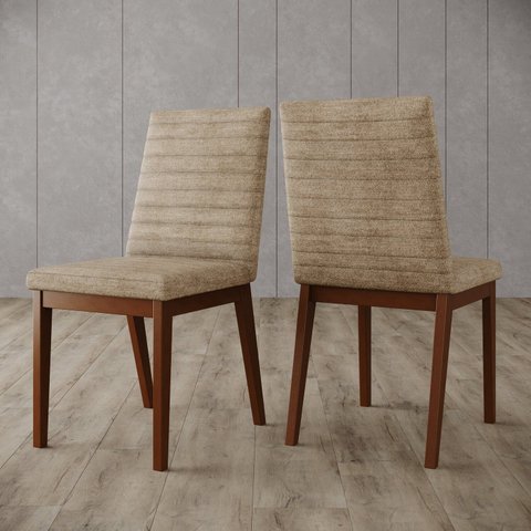 Conjunto 2 Cadeiras para Mesa de Jantar Elena Bege/Nature/Creme