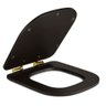 Assento Poliester Soft Close Piano Marrom Fosco para vaso Deca com Ferragem Dourada - 2