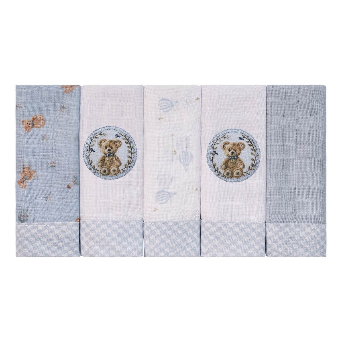 Kit Enxoval Bebe Luxo Toalha de Banho+manta+pano de Boca Cor:azul - 3