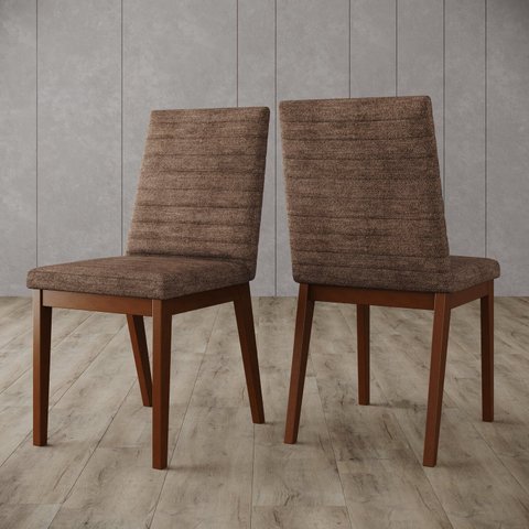 Conjunto 2 Cadeiras para Mesa de Jantar Elena Marrom/Nature/Cacao