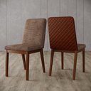 Ver imagem 1 de Conjunto 2 Cadeiras para Mesa de Jantar Marrom/Caramelo/Cacao