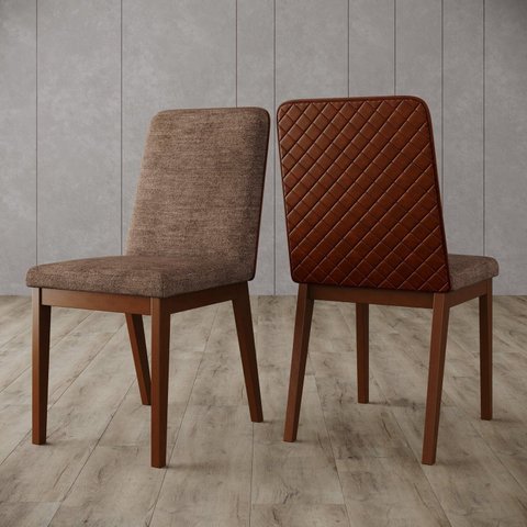 Conjunto 2 Cadeiras para Mesa de Jantar Marrom/Caramelo/Cacao