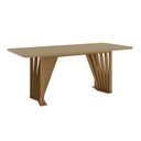 Ver imagem 2 de Mesa para 6 Lugares Tampo 200cm Canto Arredondado com Vidro Marrom/Nature