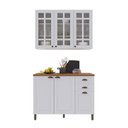 Ver imagem 2 de Cozinha Compacta Bariloche 6 Portas 2 Gavetas com Vidro e Pés 100% MDF Branco - Indékes