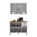 Ver imagem 3 de Cozinha Compacta Bariloche 6 Portas 2 Gavetas com Vidro e Pés 100% MDF Branco - Indékes