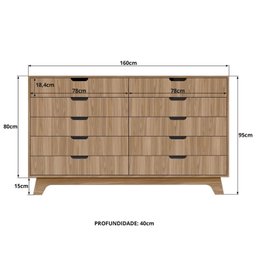 Cômoda Alice 10 Gavetas em 100% Mdf - 3