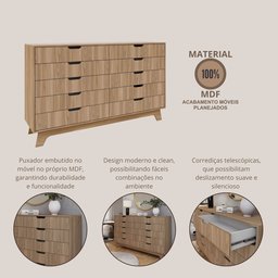 Cômoda Alice 10 Gavetas em 100% Mdf - 6
