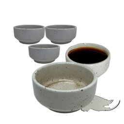 Kit 8 Porta Shoyu Molheira Nozoki Porcelana Creme Pinta 60ml Prattos - 2