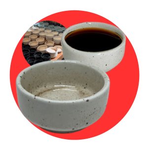 Kit 8 Porta Shoyu Molheira Nozoki Porcelana Creme Pinta 60ml Prattos