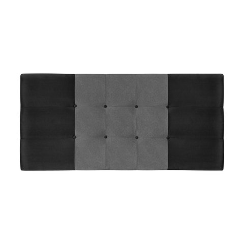 Painel Estofado Nina 144 cm Para Cama Box Quarto Casal Suede Preto/Cinza JBE Móveis