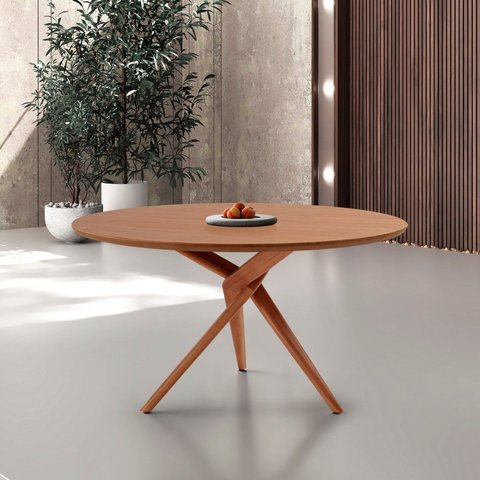 Mesa Tampo Redondo 135x135cm Madeira Maciça Hope Marrom/Cinamomo/Imbuia