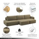 Ver imagem 4 de Conjunto Sala de Estar 1 Sofá Retrátil Modulado 282cm e 1 Poltrona Santiago Bouclê Castor G89 - Gran