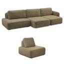 Ver imagem 1 de Conjunto Sala de Estar 1 Sofá Retrátil Modulado 282cm e 1 Poltrona Santiago Bouclê Castor G89 - Gran