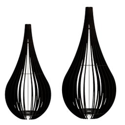 Abajur Grande de Chão CAPADÓCIA MDF Luminária -:Preto/Kit com 2 - 90x40cm e 75x40cm - 1