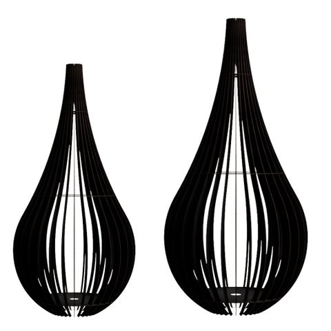 Abajur Grande de Chão CAPADÓCIA MDF Luminária -:Preto/Kit com 2 - 90x40cm e 75x40cm