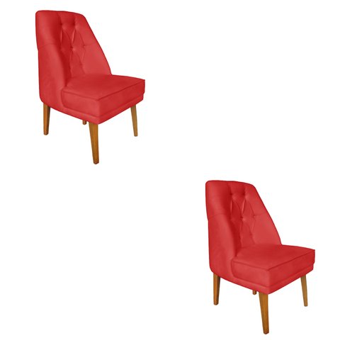 Kit 2 Cadeiras Paris Suede Vermelho - Dominic Decor