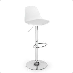 Kit 10 Banqueta Alta Leda Estofada com Base Giratória e Regulagem de Altura - Branco - 7