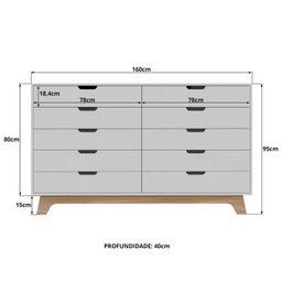 Cômoda Alice 10 Gavetas em 100% Mdf - 3