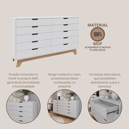 Cômoda Alice 10 Gavetas em 100% Mdf - 6