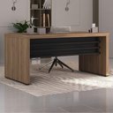 Ver imagem 3 de Mesa Escritorio Tampo Tamburato 159x80 cm Nogal Preto Artany