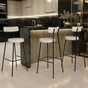 Ver imagem 2 de Kit 04 Banquetas Alta Bar Cozinha Sala de Jantar Estrutura em Aço Milão L02 Linho Palha - Lyam Decor