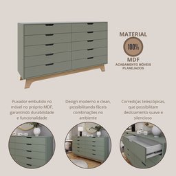 Cômoda Alice 10 Gavetas em 100% Mdf - 6