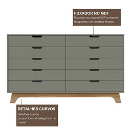 Cômoda Alice 10 Gavetas em 100% Mdf - 8