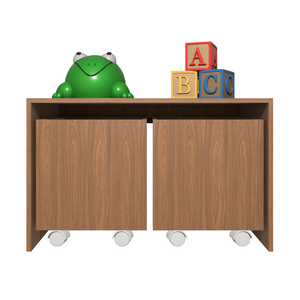 Mesa Organizadora de Brinquedos com 2 Baús 100% Mdf Plancasa:louro Freijó