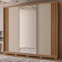 Ver imagem 1 de Guarda-roupa Casal 3 Portas de Correr 6 Gavetas com Espelho e Pés Arizona