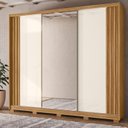 Ver imagem 1 de Guarda-roupa Casal 3 Portas de Correr 6 Gavetas com Espelho e Pés Arizona