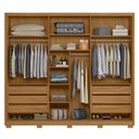 Ver imagem 3 de Guarda-roupa Casal 3 Portas de Correr 6 Gavetas com Espelho e Pés Arizona