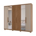 Ver imagem 5 de Guarda Roupa Casal 6 Portas 4 Gavetas com Espelho e Pés Araguaia Marrom/Carvalho/Fendi