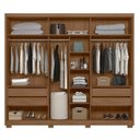 Ver imagem 3 de Guarda Roupa Casal 6 Portas 4 Gavetas com Espelho e Pés Araguaia Marrom/Carvalho/Fendi