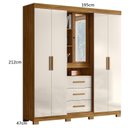 Ver imagem 3 de Guarda-Roupa Casal com Espelho 5 Portas 3 Gavetas 4 Nichos e Pés Eldorado Marrom/Freijo/Off White