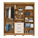 Ver imagem 2 de Guarda-Roupa Casal com Espelho 5 Portas 3 Gavetas 4 Nichos e Pés Eldorado Marrom/Freijo/Off White