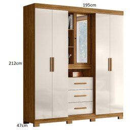 Guarda-roupa Casal com Espelho 5 Portas 3 Gavetas 4 Nichos e Pés Eldorado - 3