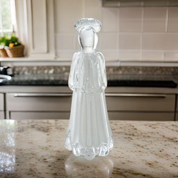 Escultura Decor Anjo em Vidro Branco e Transparente - 27cm - 2