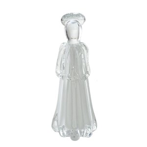 Escultura Decor Anjo em Vidro Branco e Transparente - 27cm