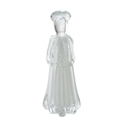 Escultura Decor Anjo em Vidro Branco e Transparente - 27cm