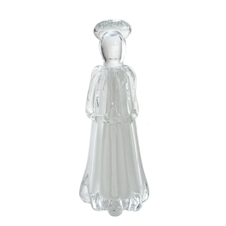 Escultura Decor Anjo em Vidro Branco e Transparente - 27cm Escultura Decor Anjo em Vidro Branco e Transparente - 27cm