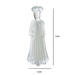 Escultura Decor Anjo em Vidro Branco e Transparente - 27cm - 3