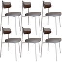 Ver imagem 1 de Kit 06 Cadeiras Estofada para Sala de Jantar Astrid Branco C01 Linho Cinza Courino Whisky - Lyam Dec