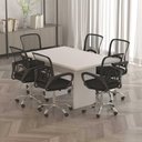 Ver imagem 1 de Mesa Reunião Escritório P/ 6 Lugares 136cm X 90cm Pés Painel Cor:branco