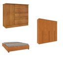 Ver imagem 1 de Quarto Casal Completo Guarda-Roupa Milano, Cama Mônaco e Cômoda Chicago Espresso Móveis Bege/Cinamomo
