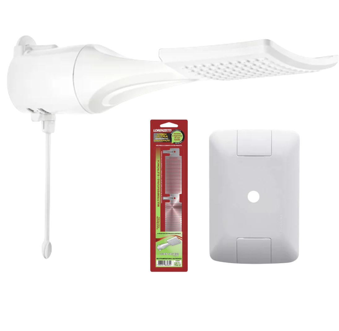 Kit Chuveiro Eletrônico Loren Shower Lorenzetti 220v ou 127v:branco/127v