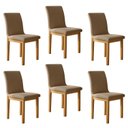 Ver imagem 1 de Kit 6 Cadeiras para Sala de Jantar Pés Madeira Maciça Bella Bege/Cinamomo/Veludo