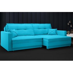 Sofá Astro 2,20M Sem Caixa, Retrátil e Reclinável Velosuede Turquesa - Netsofás - 1